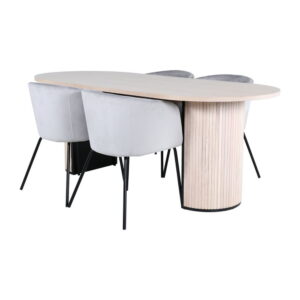 Bianca Matbord med Berit Stolarna, Table: 200 x 90