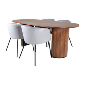 Bianca Matbord med Berit Stolarna, Table: 200 x 90