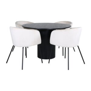 Bianca Matbord med Berit Stolarna, Table: ⌀110