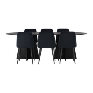 Bootcut Matbord med Svart Night Stolarna, Bord: 230 x 115