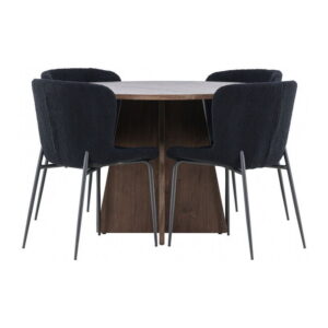 Bootcut Matbord med Svart Modesto Stolarna, Bord: ⌀110