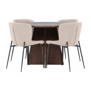 Bootcut Matbord med Beige Modesto Stolarna, Mocca, Bord: ⌀110