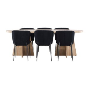 Bootcut Matbord med Svart Modesto Stolarna, Bord: 230 x 115