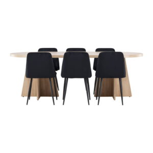 Bootcut Matbord med Svart Night Stolarna, natur, Bord: 230 x 115