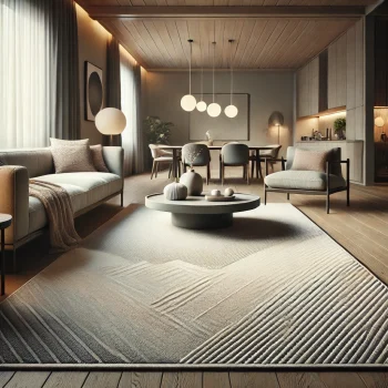 DALL·E 2025-01-19 20.48.07 - A professional image showing a modern Scandinavian interior with high-quality furniture, focused on a large area rug (mattor) as the centerpiece. The